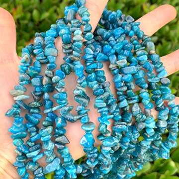1 Strand Adabele Natural Blue Apatite Gemstone Chip Loose Beads Drilled Hole Free Form 5mm-8mm Gem S...