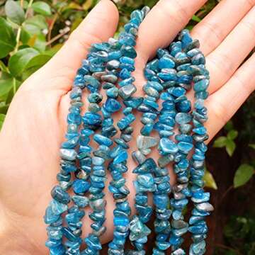 1 Strand Adabele Natural Blue Apatite Gemstone Chip Loose Beads Drilled Hole Free Form 5mm-8mm Gem Stone Spacer 32 Inch for Jewelry Craft Making GZ1-26