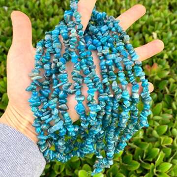 1 Strand Adabele Natural Blue Apatite Gemstone Chip Loose Beads Drilled Hole Free Form 5mm-8mm Gem Stone Spacer 32 Inch for Jewelry Craft Making GZ1-26