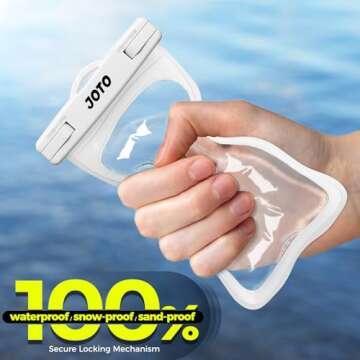 JOTO Universal Waterproof Pouch Case for iPhone 16 15 14 13 Plus Pro Max, IPX8 Cellphone Dry Bag 12 11 Pro Max XR X 8 7 6S Plus SE, Galaxy S23 S22 S21 S20+ S20 S10 Plus Note, Pixel up to 7" -White