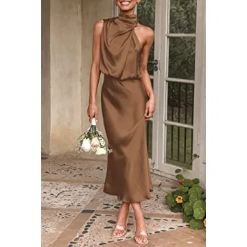 Elegant Summer Satin Dress for Women - PRETTYGARDEN