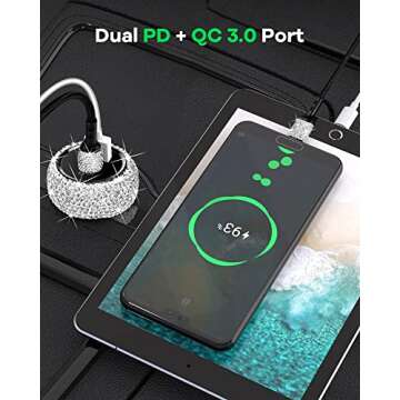 Bling iPhone Fast Car Charger, 20W USB C Car Charger [Apple MFi Certified] PD + QC Dual Port Fast Charging Adapter with 3.2FT Type-C to Lightning Cable for iPhone 14 13 12 Pro Max