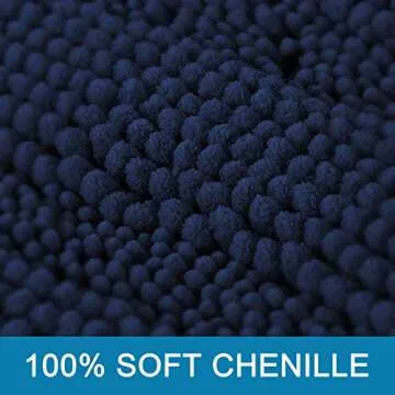 H.VERSAILTEX 2 Piece Bathroom Set Bathroom Rugs Bath Mats Sets Super Absorbent Chenille Striped Bath Mats Non Skid Machine Wash Dry Rugs for Bathroom Floor(Navy, 24 x 36 Plus 20 x 32 - Inches)