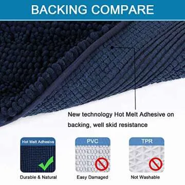 H.VERSAILTEX 2 Piece Bathroom Set Bathroom Rugs Bath Mats Sets Super Absorbent Chenille Striped Bath Mats Non Skid Machine Wash Dry Rugs for Bathroom Floor(Navy, 24 x 36 Plus 20 x 32 - Inches)