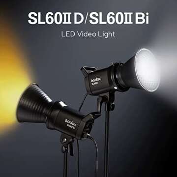 Godox SL60IIBi SL60II-Bi LED Video Lights,2800K-6500K,CRI96 + TLCI97 +,Builtin 11 FX Effects,Ultra S...