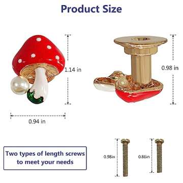 Mewuthede Mushroom Shapes Drawer knobs,4 Pieces Single Hole Pulls Handles Knob,Door Handle Metal Decorative for Cabinet Closet Drawer Dresser Wardrobe Cupboard (Mushroom)