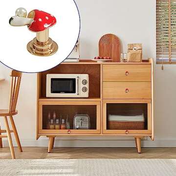 Mewuthede Mushroom Shapes Drawer knobs,4 Pieces Single Hole Pulls Handles Knob,Door Handle Metal Decorative for Cabinet Closet Drawer Dresser Wardrobe Cupboard (Mushroom)