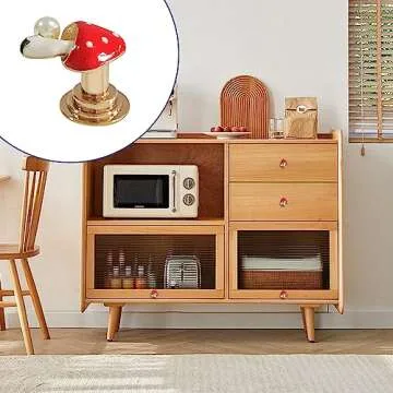 Mewuthede Mushroom Shapes Drawer knobs,4 Pieces Single Hole Pulls Handles Knob,Door Handle Metal Decorative for Cabinet Closet Drawer Dresser Wardrobe Cupboard (Mushroom)