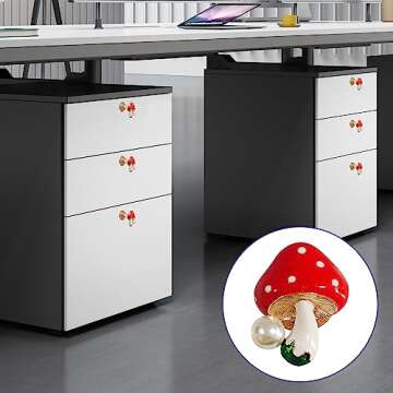 Mewuthede Mushroom Shapes Drawer knobs,4 Pieces Single Hole Pulls Handles Knob,Door Handle Metal Decorative for Cabinet Closet Drawer Dresser Wardrobe Cupboard (Mushroom)