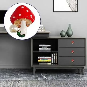 Mewuthede Mushroom Shapes Drawer knobs,4 Pieces Single Hole Pulls Handles Knob,Door Handle Metal Decorative for Cabinet Closet Drawer Dresser Wardrobe Cupboard (Mushroom)