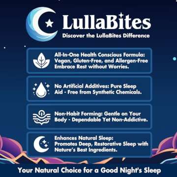LullaBites Gummies - Made in The USA - Natural Sweet Strawberry Stars Flavor - 30 Servings - Sugar-Free - Vegan - Halal