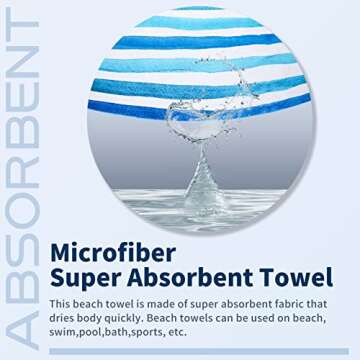 Gomust 2 Pack Lightweight Thin Beach Towel Oversized 71"x32" Big Extra Large Microfiber Sand Free Towels for Adult Quick Dry Travel Camping Beach Accessories Vacation Essential Gift Blue Shell Stripe