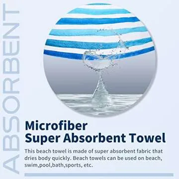 Gomust 2 Pack Lightweight Thin Beach Towel Oversized 71"x32" Big Extra Large Microfiber Sand Free Towels for Adult Quick Dry Travel Camping Beach Accessories Vacation Essential Gift Blue Shell Stripe