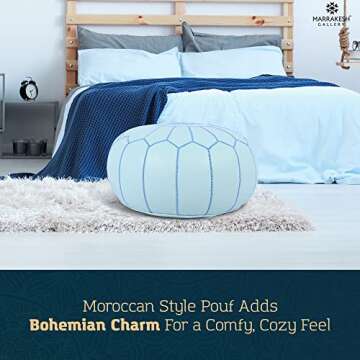 Marrakesh Gallery Leather Round Pouf - Bohemian Decor