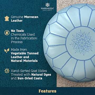 Marrakesh Gallery Leather Round Pouf - Bohemian Decor