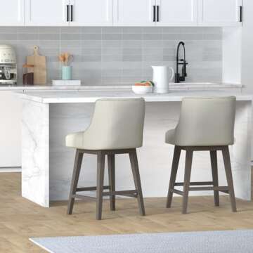 CHITA Counter Height Swivel Barstools, FSC Certified 26" H Seat Height Upholstered Bar Stools Set of...