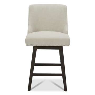 CHITA Counter Height Swivel Barstools, FSC Certified 26" H Seat Height Upholstered Bar Stools Set of 2, Performance Fabric in Linen