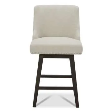 CHITA Counter Height Swivel Barstools, FSC Certified 26" H Seat Height Upholstered Bar Stools Set of 2, Performance Fabric in Linen