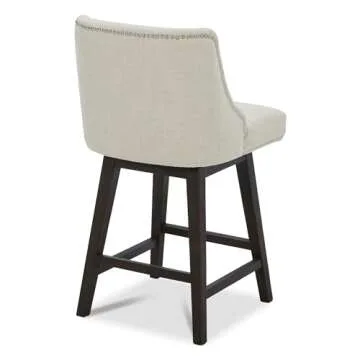 CHITA Counter Height Swivel Barstools, FSC Certified 26" H Seat Height Upholstered Bar Stools Set of 2, Performance Fabric in Linen