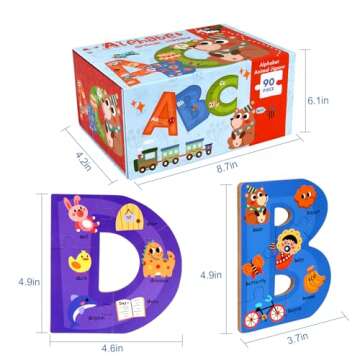 SYNARRY Wooden Alphabet Puzzles for Kids Ages 3-5, ABC Learning for Toddlers Ages 3+, Sight Words Le...