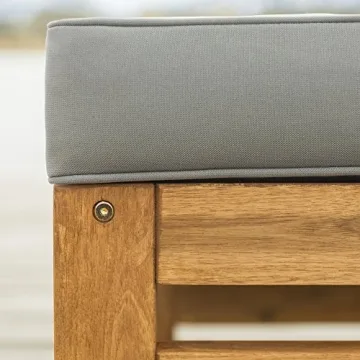 Walker Edison Modern Acacia Wood Outdoor Chair and Ottoman Set