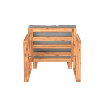 Walker Edison Modern Acacia Wood Outdoor Chair and Ottoman Set