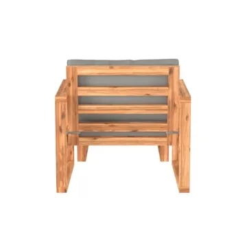 Walker Edison Modern Acacia Wood Outdoor Chair and Ottoman Set