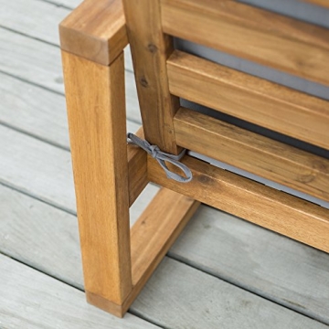 Walker Edison Modern Acacia Wood Outdoor Chair and Ottoman Set