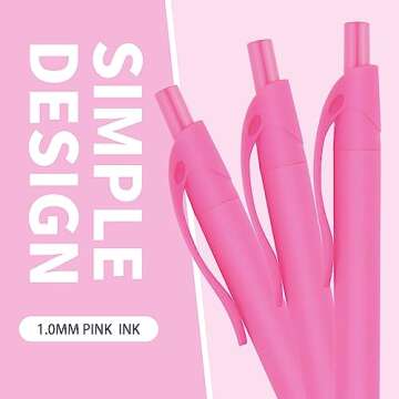 Deegtran 50 Pack Pink Click Pens Smooth Writing