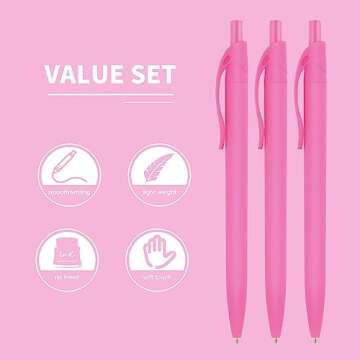 Deegtran 50 Pack Pink Click Pens Smooth Writing
