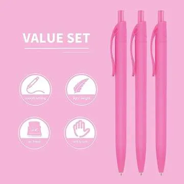 Deegtran 50 Pack Pink Click Pens Smooth Writing