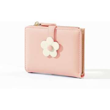 MEISEE Small Wallet for Girls Women Tri-folded Wallet Cash Pocket flowers Print Card Holder Coin Pur...