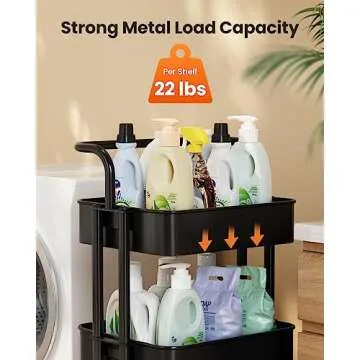 Pipishell 3 Tier Mesh Utility Cart for Home Organization