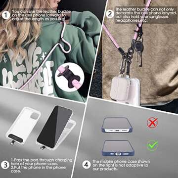 Doboli Phone Lanyard,Phone Strap,Wrist Lanyard,Lanyards For Keys,Keychains For Women,Nylon Adjustable Shoulder Neck,Universal Cell Phone Lanyard for All Smartphone,Travel Essentials (2 Pack)