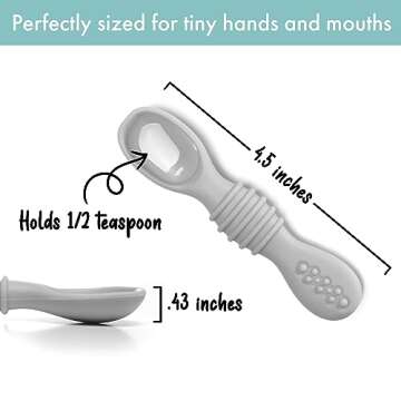 PrimaStella Silicone Chew Spoon Set for Babies and Toddlers - Safety Tested - BPA Free - Microwave, Dishwasher and Freezer Safe - Earth Shades