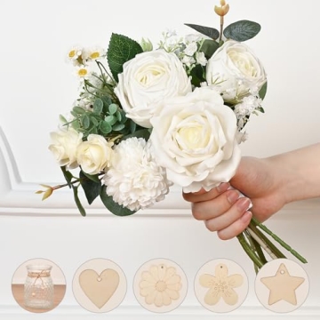 Dolicer Silk Roses Artificial Flowers in Elegant Vase
