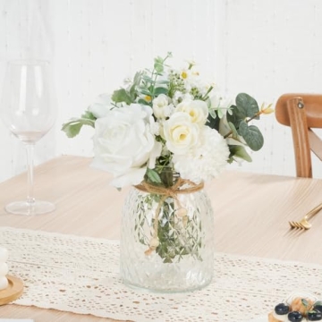 Dolicer Silk Roses Artificial Flowers in Elegant Vase