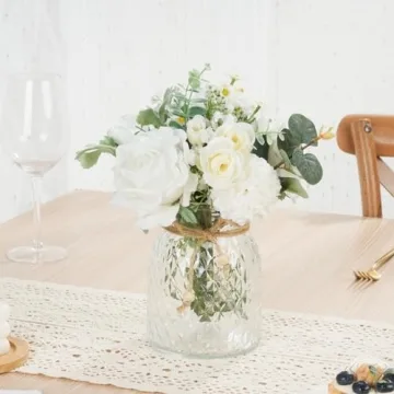 Dolicer Silk Roses Artificial Flowers in Elegant Vase