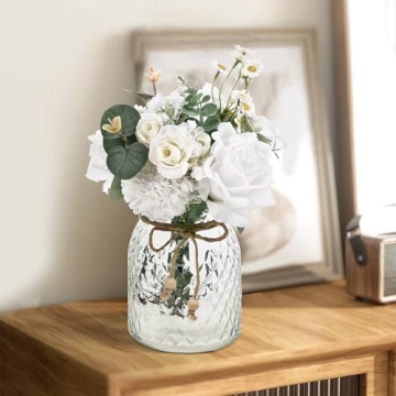 Dolicer Silk Roses Artificial Flowers in Elegant Vase