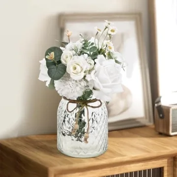 Dolicer Silk Roses Artificial Flowers in Elegant Vase