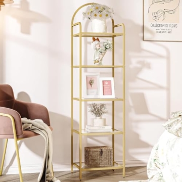 Stylish Hzuaneri Tempered Glass 5-Tier Bookshelf