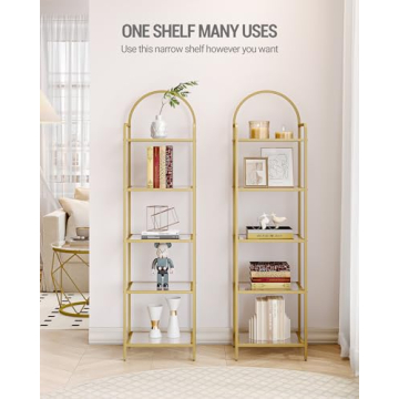 Stylish Hzuaneri Tempered Glass 5-Tier Bookshelf