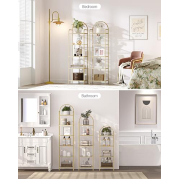 Stylish Hzuaneri Tempered Glass 5-Tier Bookshelf