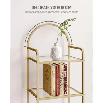 Stylish Hzuaneri Tempered Glass 5-Tier Bookshelf