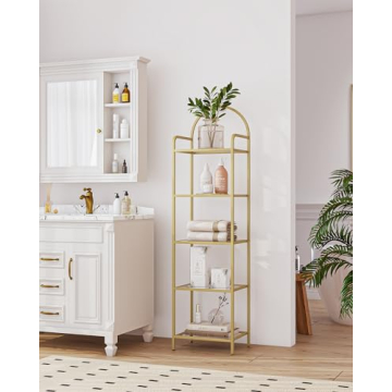 Stylish Hzuaneri Tempered Glass 5-Tier Bookshelf