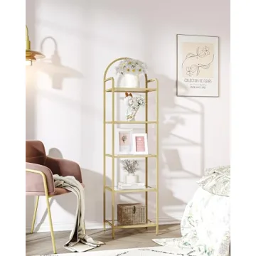 Stylish Hzuaneri Tempered Glass 5-Tier Bookshelf