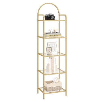 Stylish Hzuaneri Tempered Glass 5-Tier Bookshelf