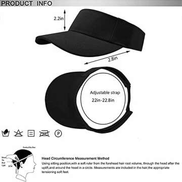 AZJ Sun Visor Hats for Women Men Adjustable UV Protection Outdoor Sports Golf Running Sun Caps (US, Numeric, 6 1/2, White,Black)