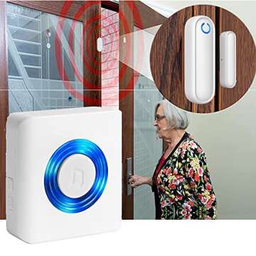 YisTech Caregiver Pager Door Alarms for Dementia Patients/Kids Safety/Home Security,Door Sensor Alar...