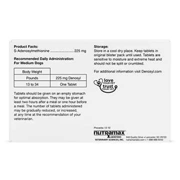 Nutramax Denosyl Liver and Brain Health Supplement for Medium Dogs – 30 Tablets